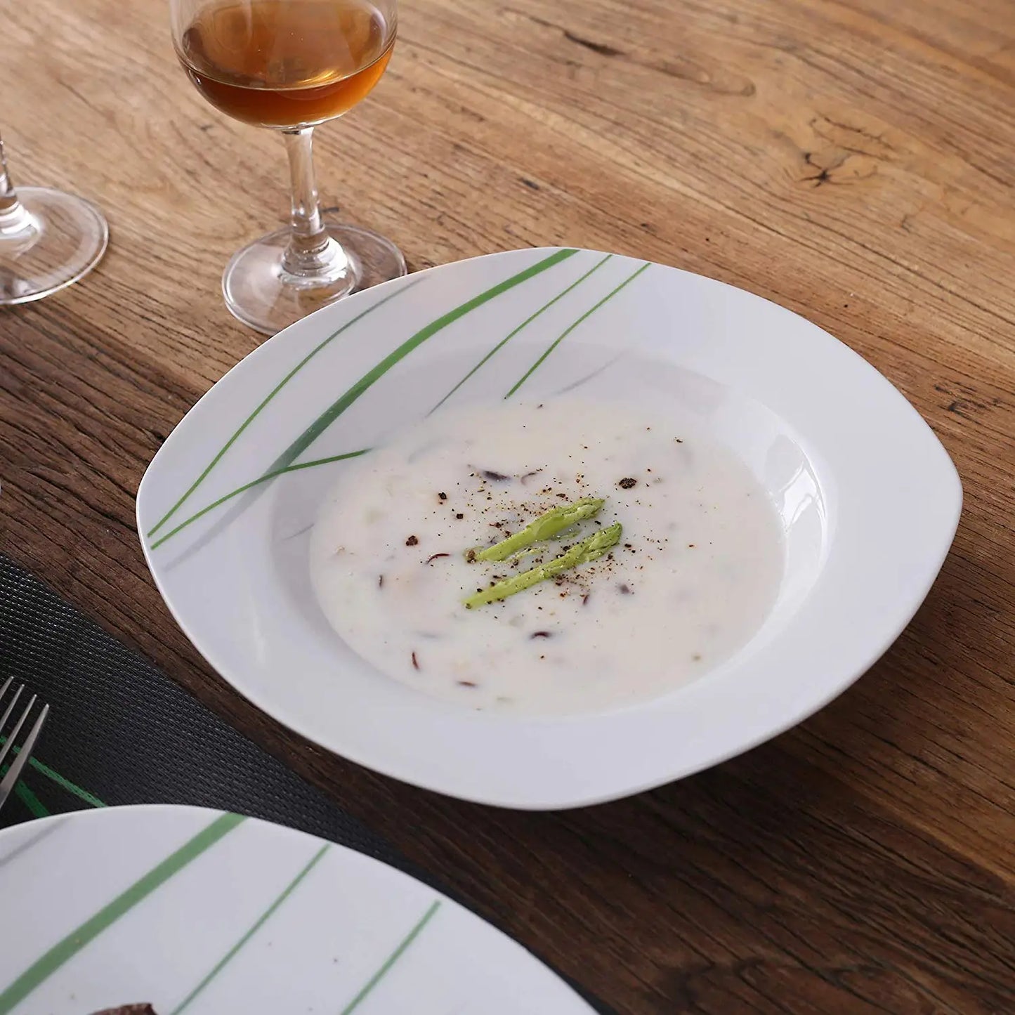 MALACASA Aviva Porcelain Dinnerware Set Includes Soup Plate Bowl