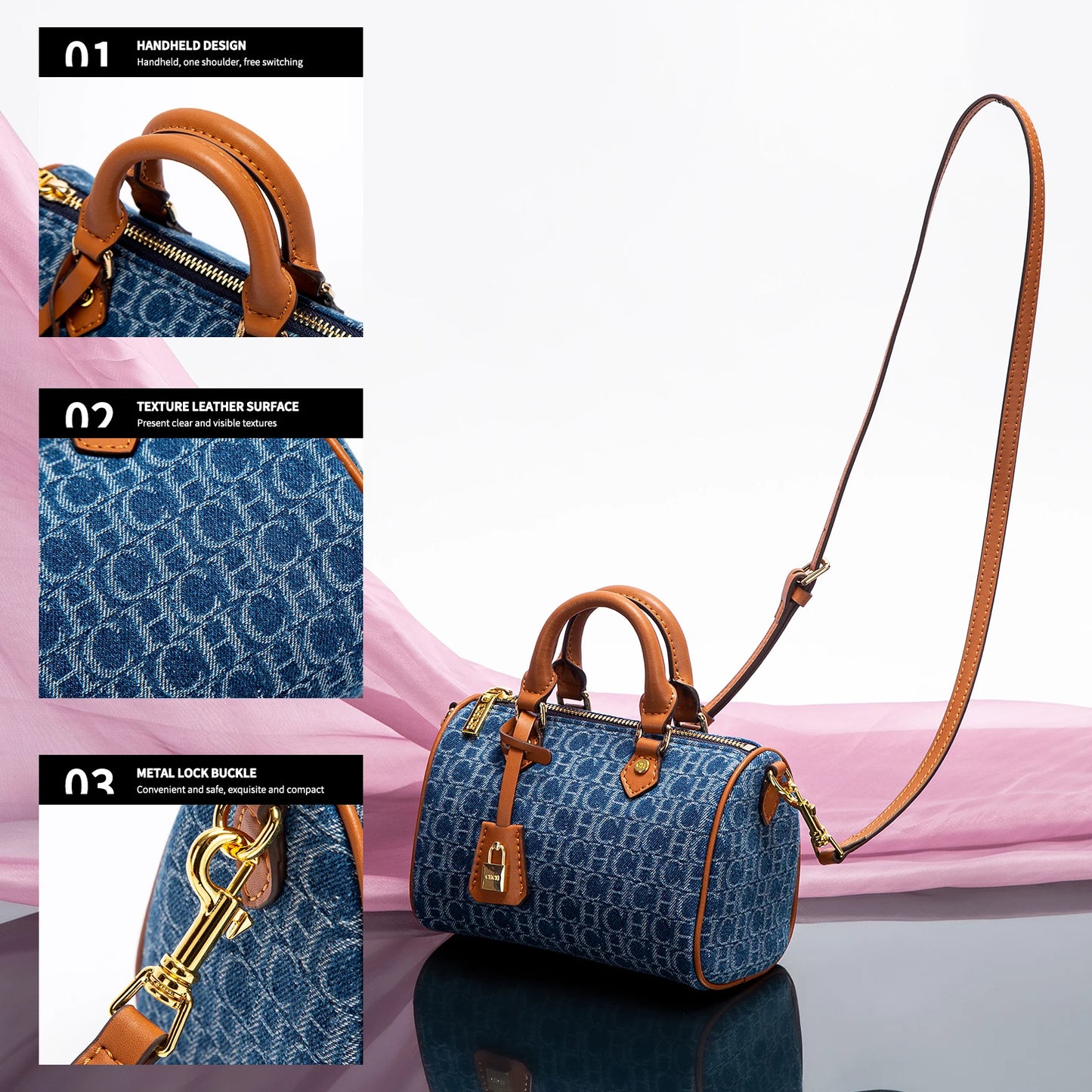 CHCH Womens Shoulder Bag PU Leather Messenger Bag Casual Party