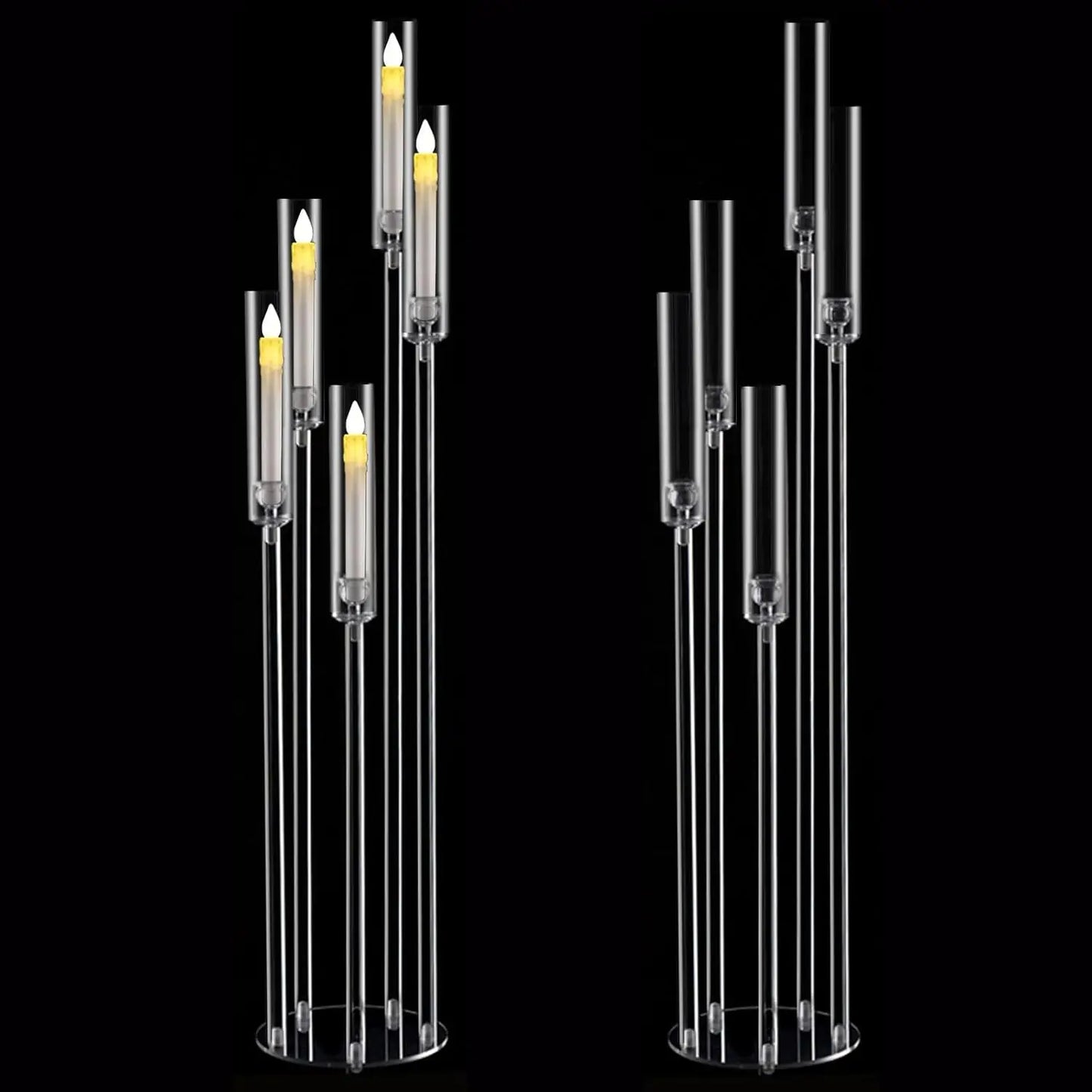 Vincigant 2-Piece 5-Arm Acrylic Floor Candelabra Wedding Centerpiece
