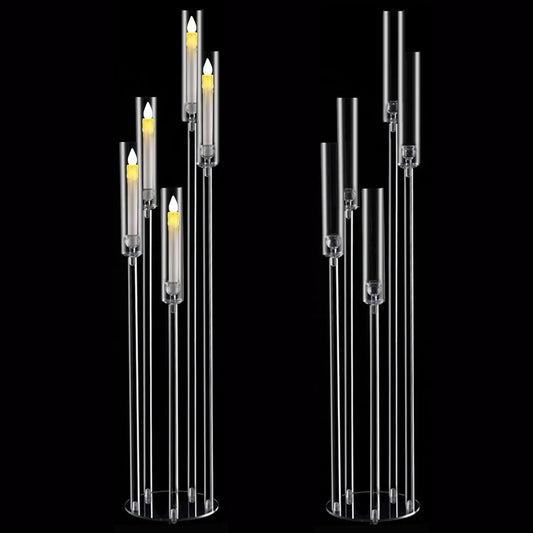Vincigant 2-Piece 5-Arm Acrylic Floor Candelabra Wedding Centerpiece