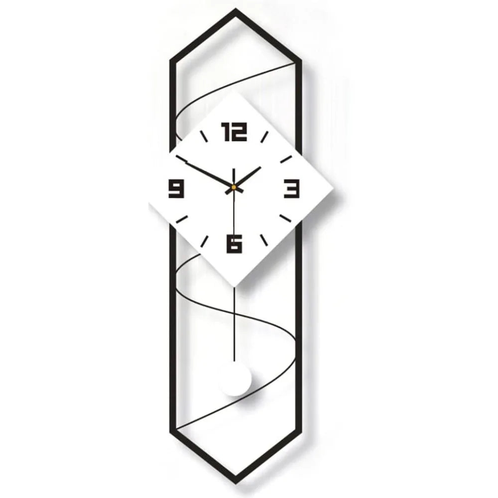 Swing Quartz Silent Wall Clock Modern Metal Pendulum Hook