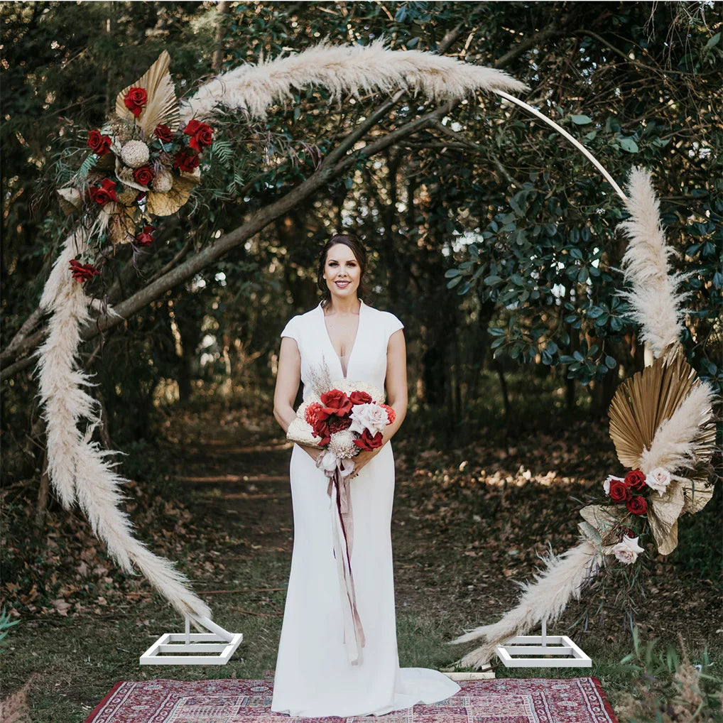 Removable Round Wedding Arch Metal Backdrop Frame With Garland