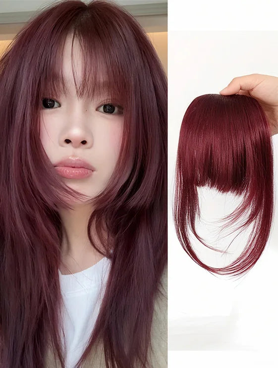 Synthetic Hair Clip In Bangs With Wispy Fringe And Sideburns