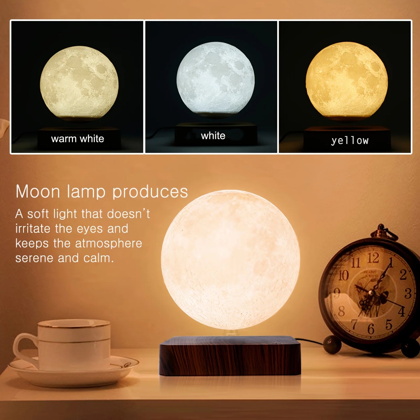 Aiopp Levitating Moon Table Lamp Magnetic Floating Night Light LED