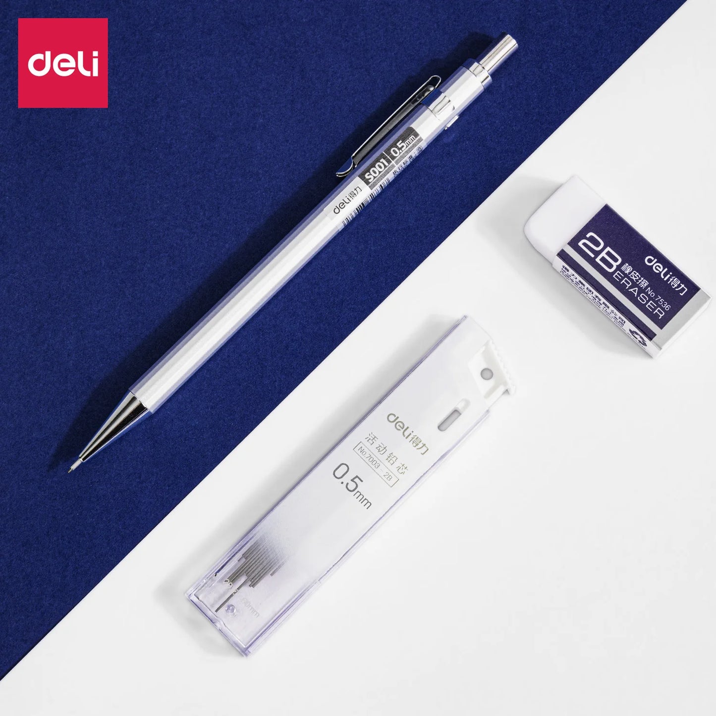 Deli Mechanical Pencil Set 2B With Refillable Leads