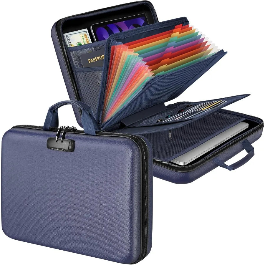 Fireproof Document Organizer Lock Safe Box Waterproof Hard Shell