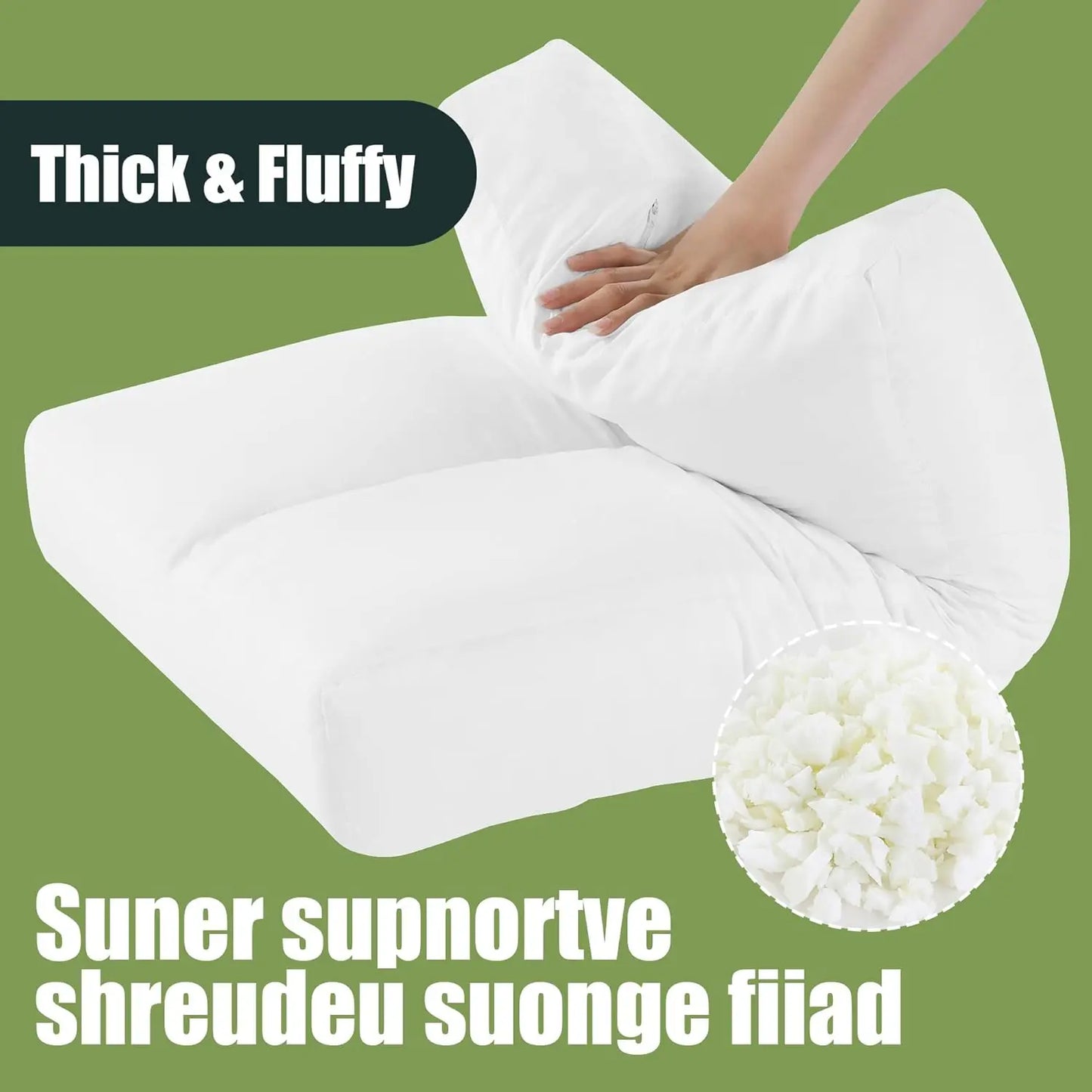 3 Pack Shredded Foam Sofa Back Cushion Replacement Lumbar Support