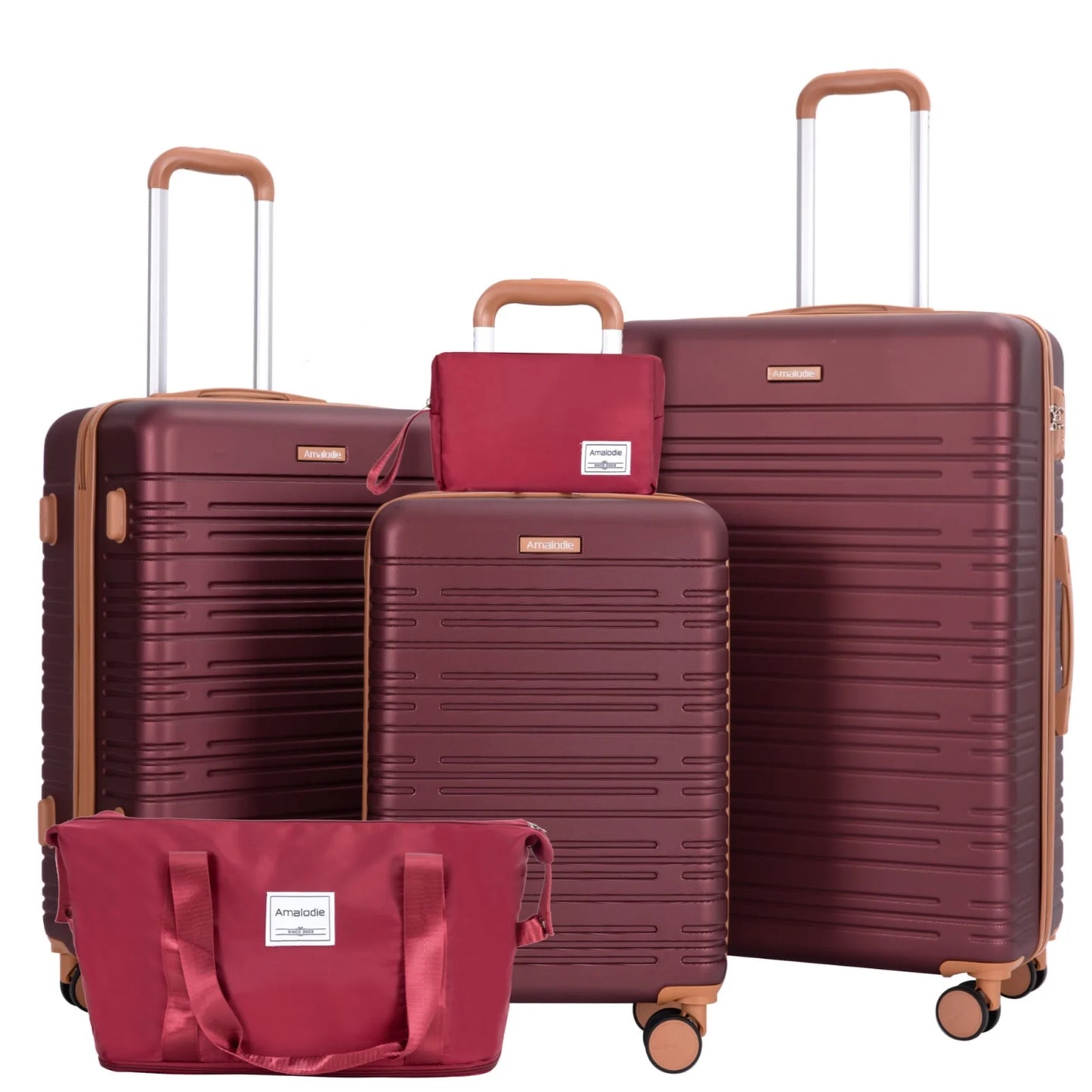 Amalodiecn 3-Piece ABS Luggage Set With Spinner Wheels And TSA Lock