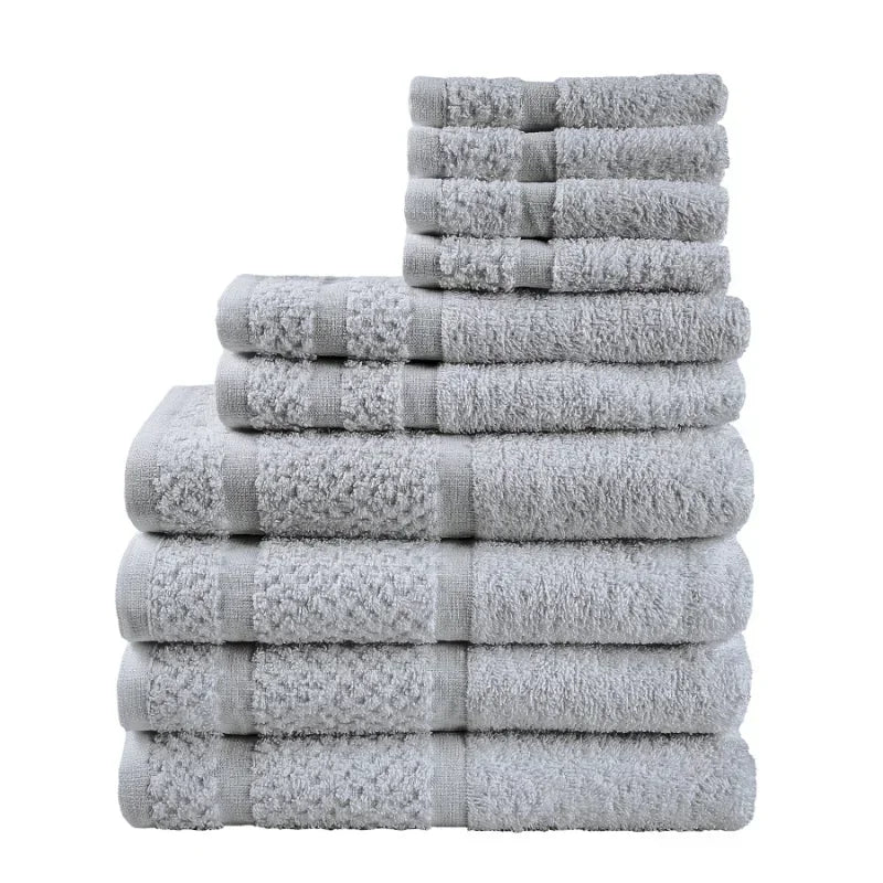 10 Piece Cotton Towel Set With Quick Dry And Durability