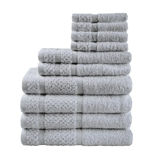 10 Piece Cotton Towel Set With Quick Dry And Durability