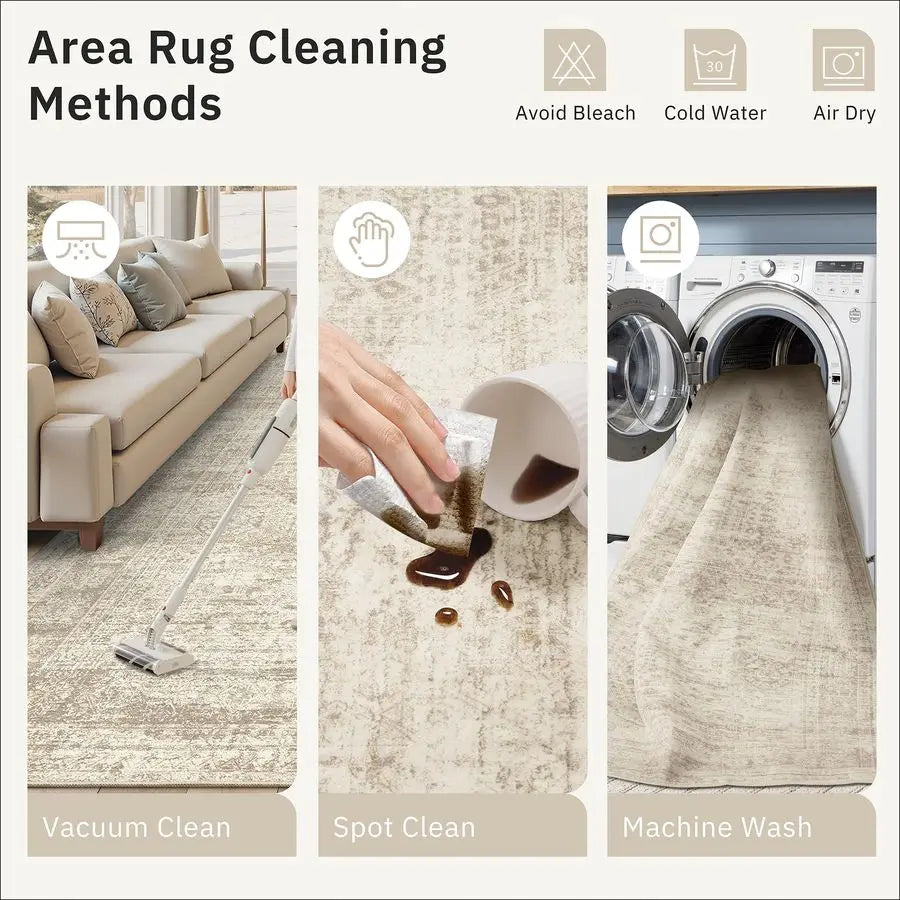 Wool Striped Area Rug With Non Slip Backing Pet Friendly