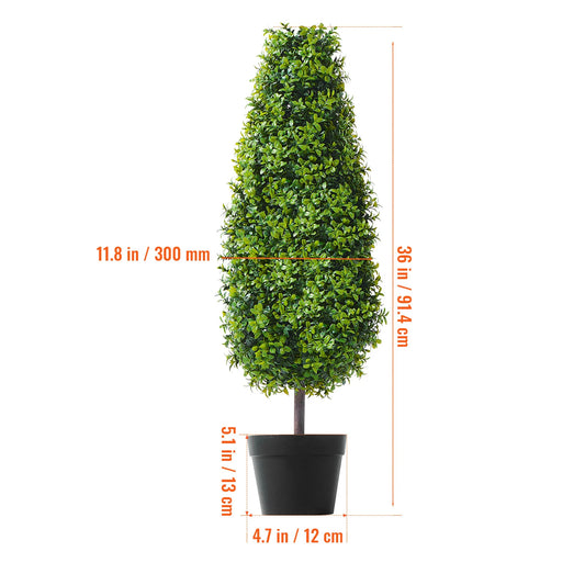 SucceBuy Artificial Boxwood Topiary Tree Faux Plant For Indoor Decor