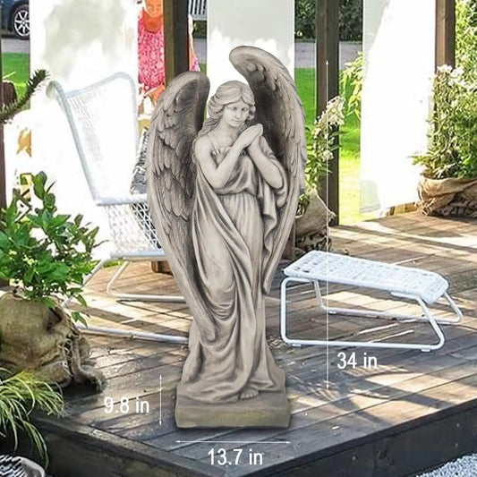 Outdoor Angel Garden Statues Catholic Resin Concrete Finish