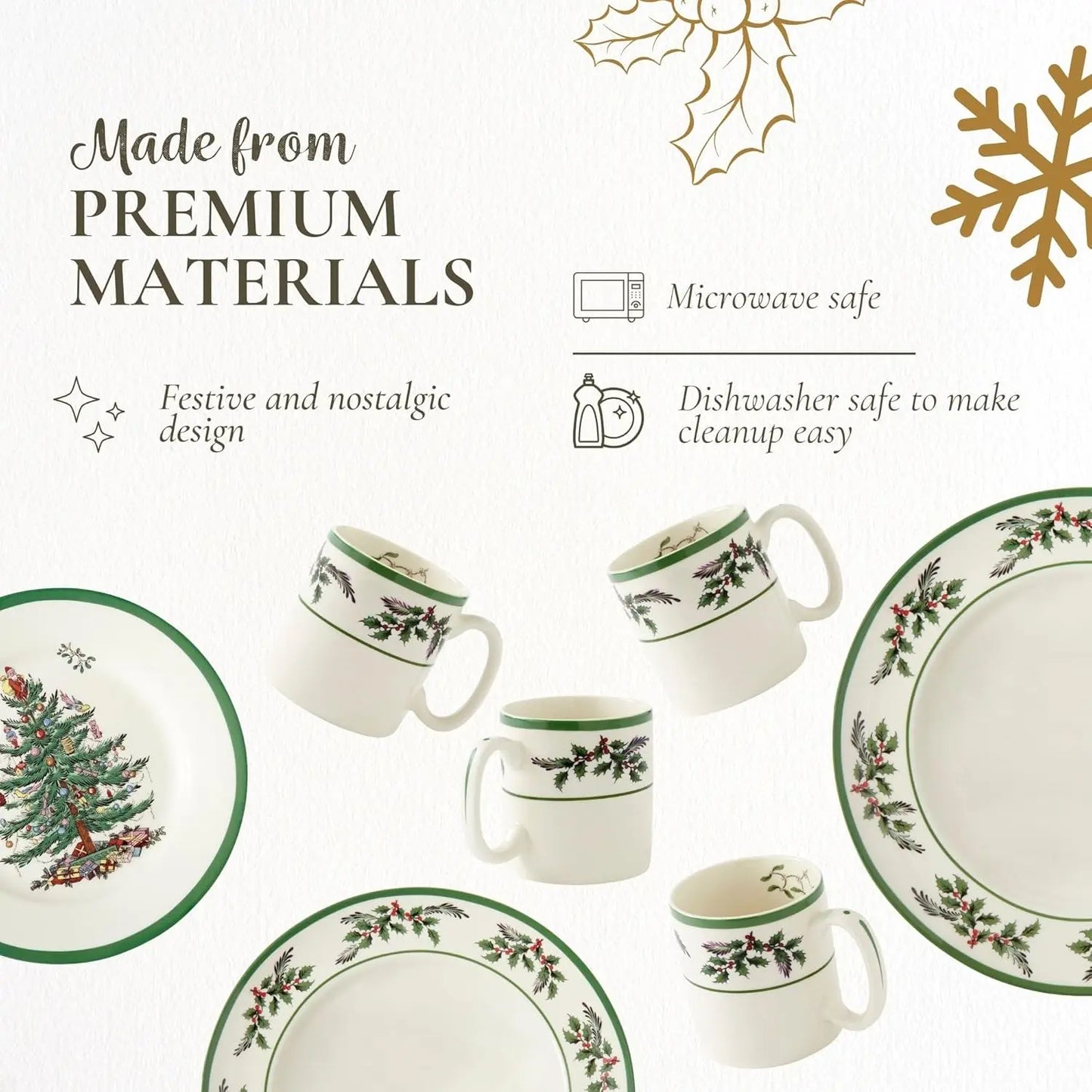 Christmas Tree Dinnerware Set Festive Holiday Tableware Plates Mugs