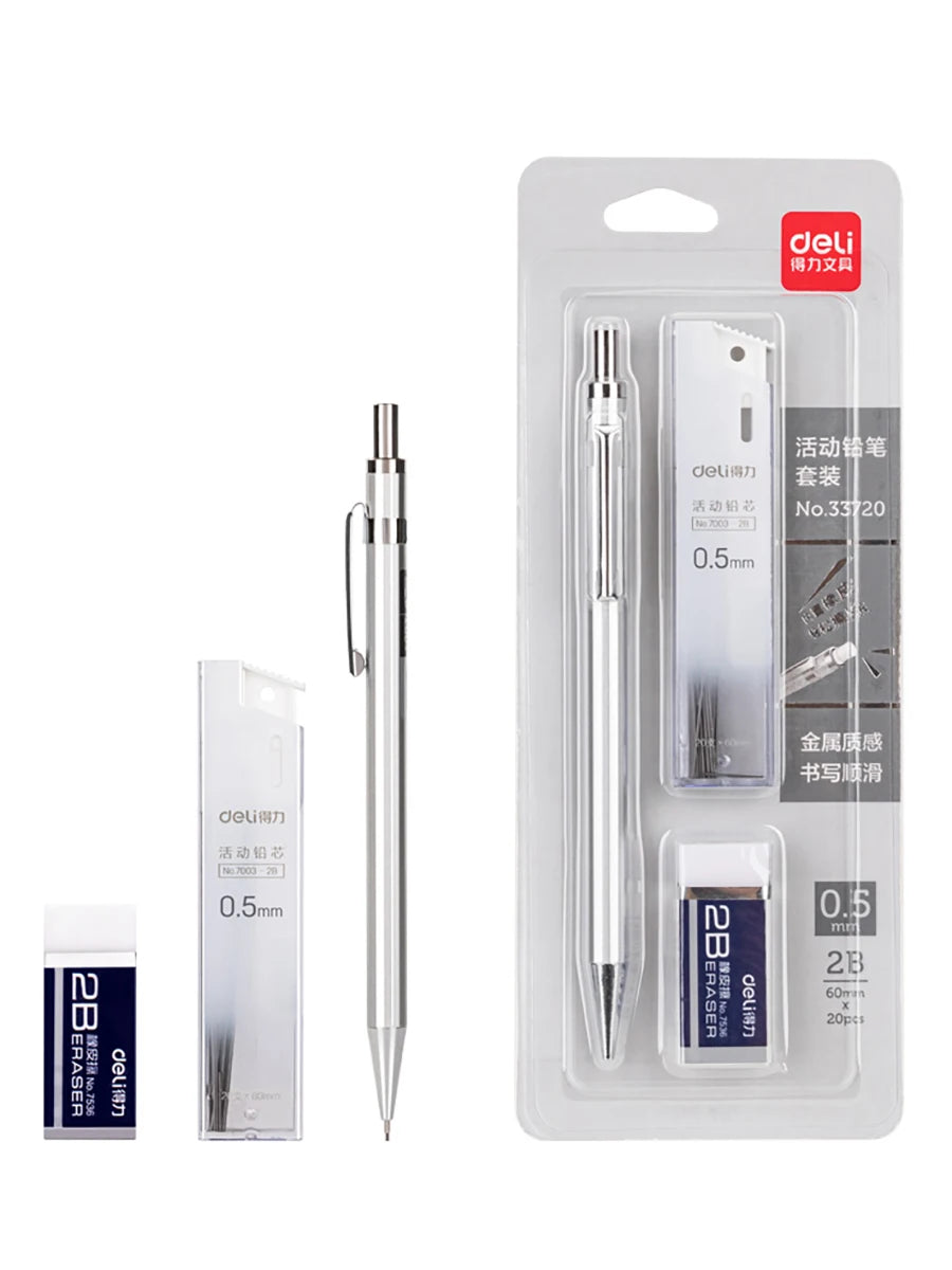 Deli Mechanical Pencil Set 2B With Refillable Leads