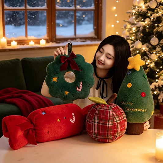 Christmas Plush Decorative Pillow for Sofa Bed and Waist Support
