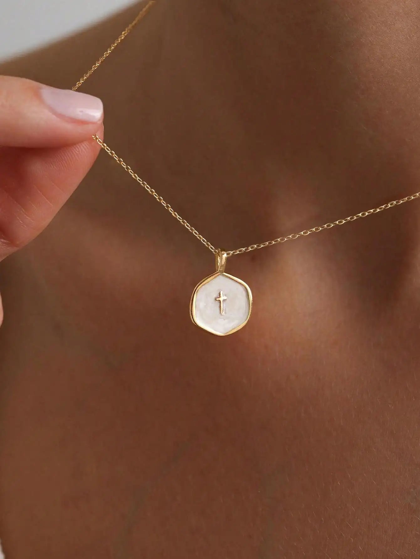 Gold Plated Cross Pendant Necklace For Women Minimalist Religious Jewelry