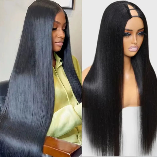 FRIZIRACap Straight Hair V Part Wig 210 Density 100 Percent Human Hair