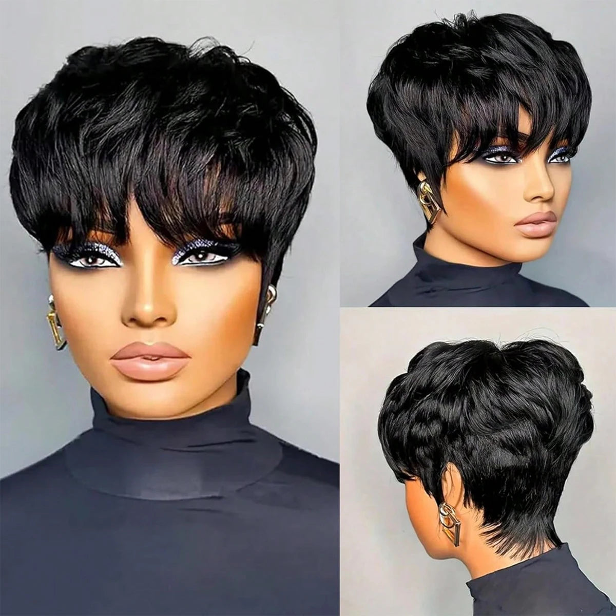 Short Bob Wig For Women Pixie Cut Glueless Lace Front