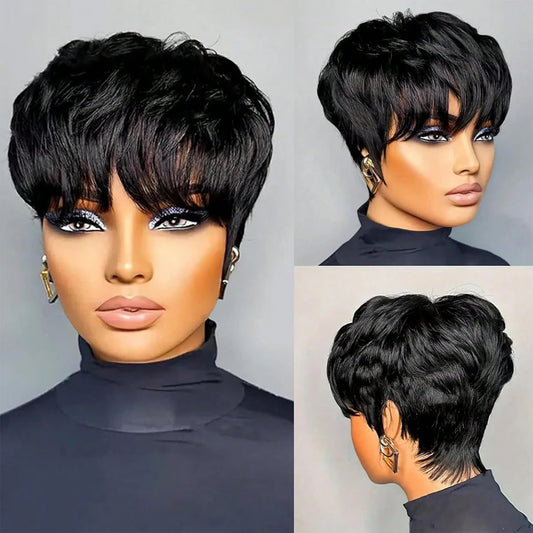 Short Bob Wig For Women Pixie Cut Glueless Lace Front