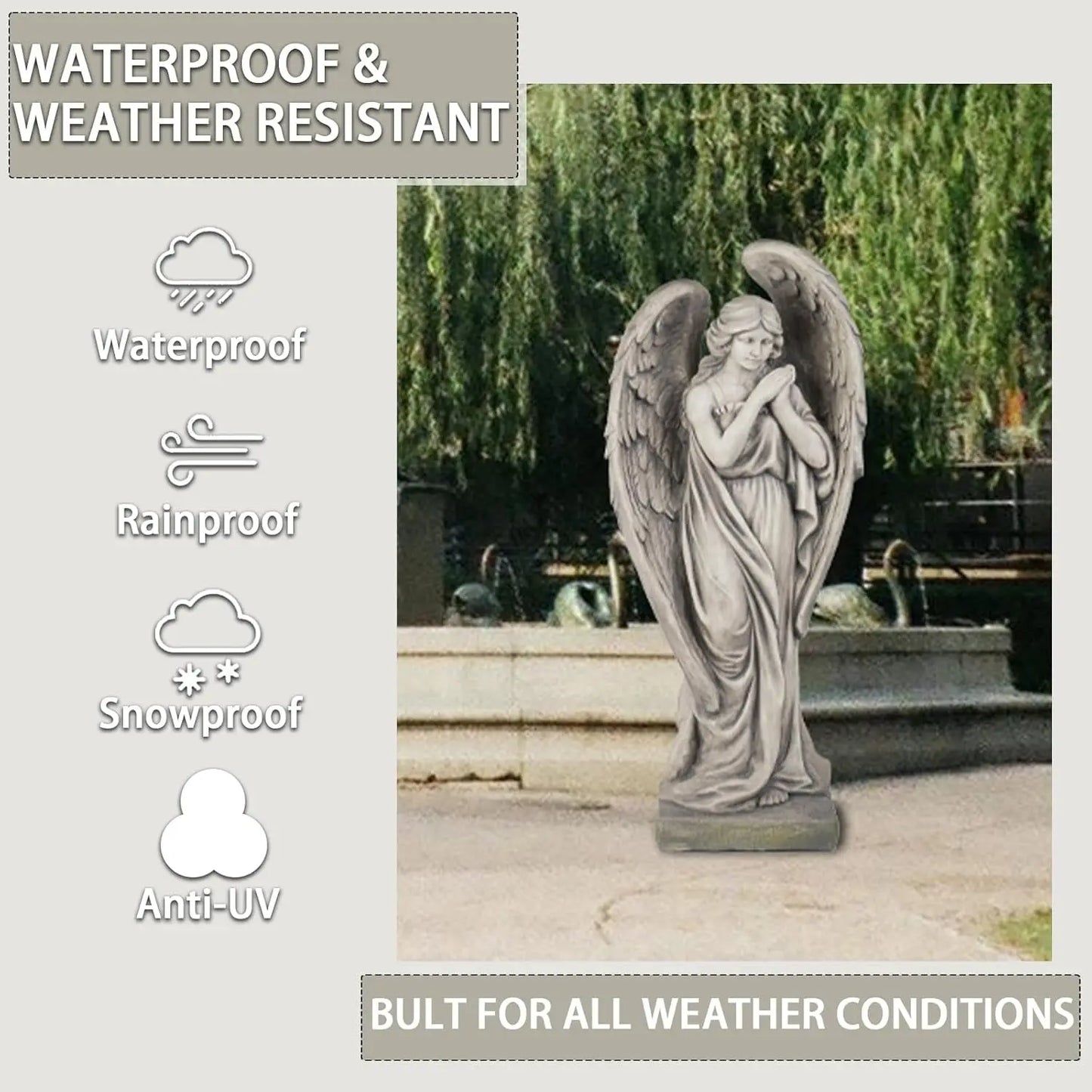 Outdoor Angel Garden Statues Catholic Resin Concrete Finish