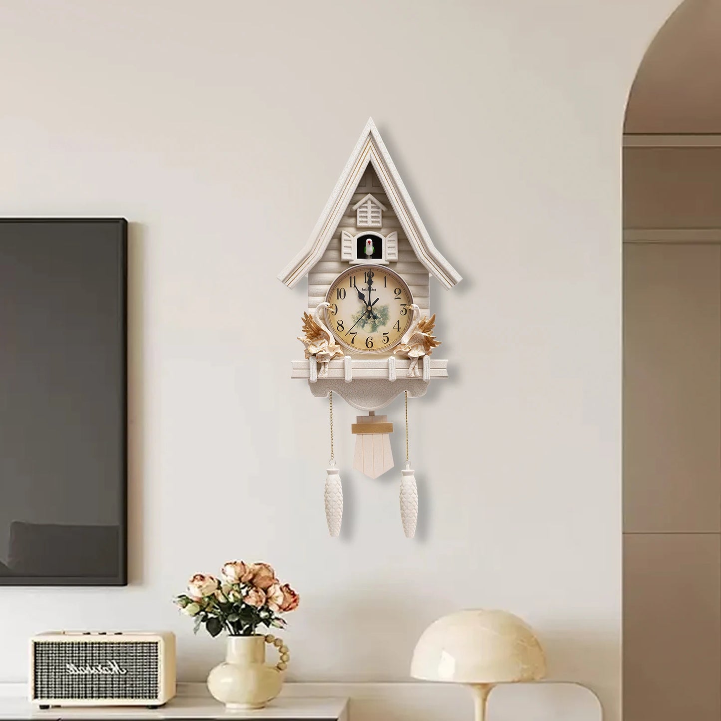 Antique Cuckoo Wall Clock Battery Operated Creative