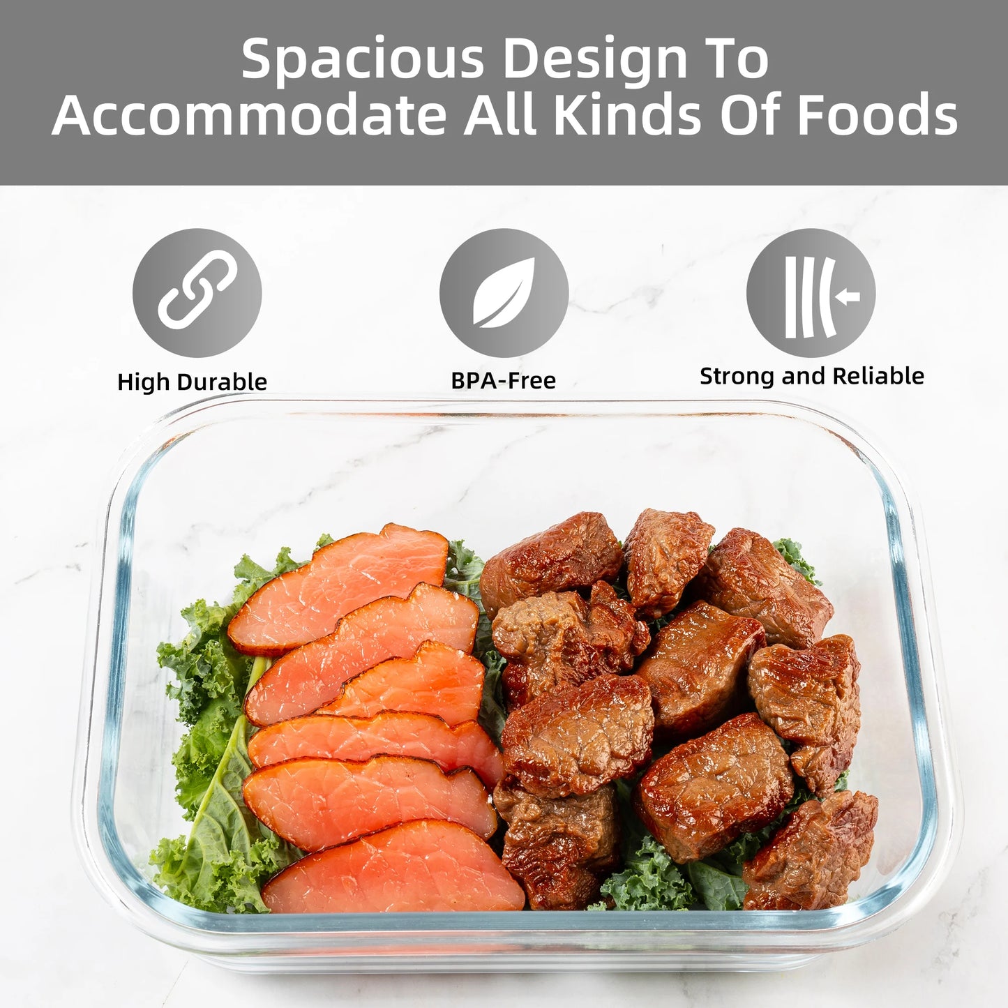 Glass Food Storage Containers Set Leakproof Airtight BPA Free Microwave Safe