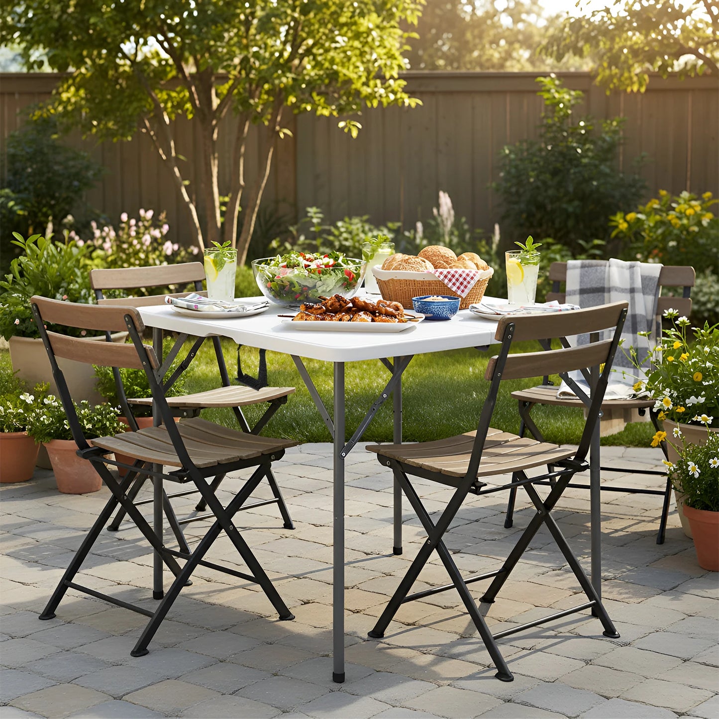 DOPINMIN Folding Outdoor Dining Table Portable Plastic Folding Card Table