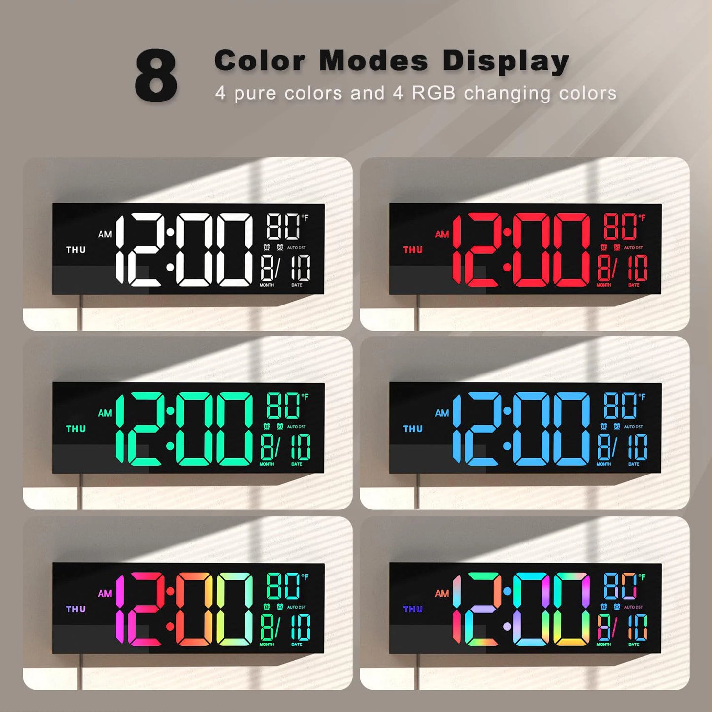 Digital Wall Clock With LED Display Remote Alarm Temperature