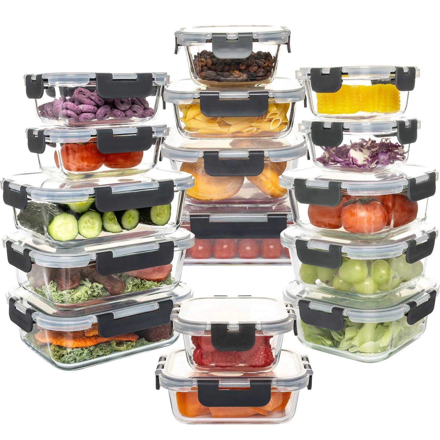 Glass Food Storage Containers Set Leakproof Airtight BPA Free Microwave Safe