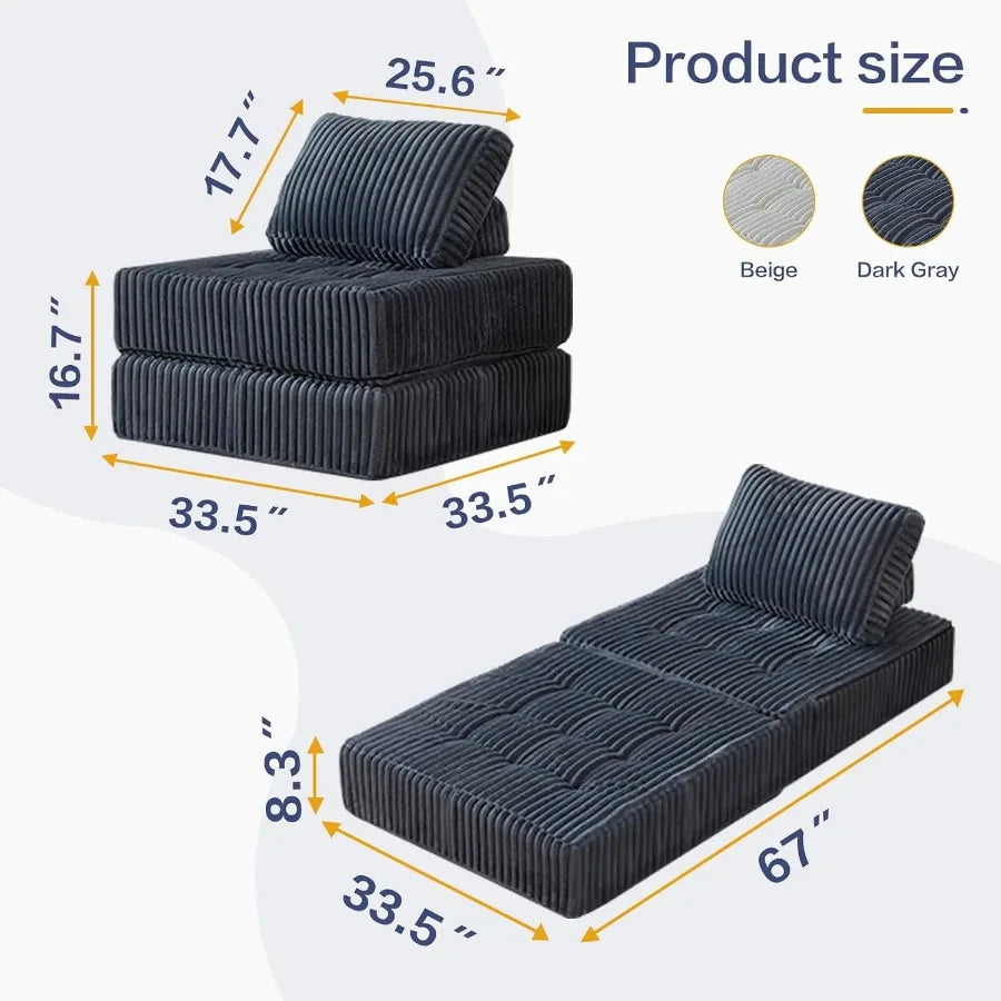 XIUWO Lightweight Convertible Floor Chair Bed Foldable Foam Sofa Mattress