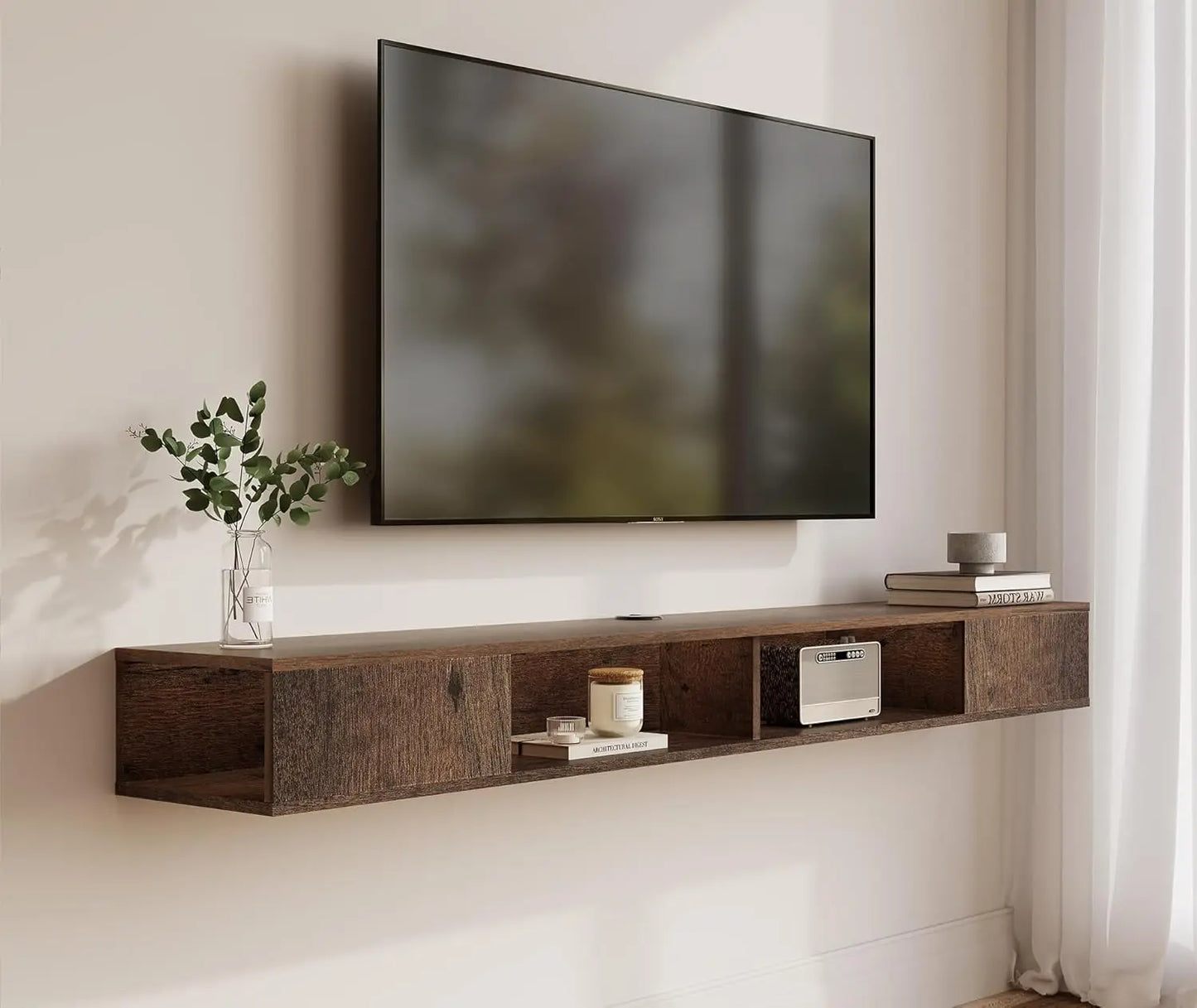 70 inch Floating TV Shelf for 75 inch TV, Floating TV Stand with Storage Under TV for Living Room, Entertainment Center for Wall