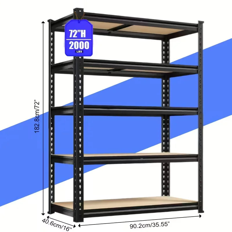 Five Tier Garage Shelving Unit Heavy Duty Adjustable Storage Rack