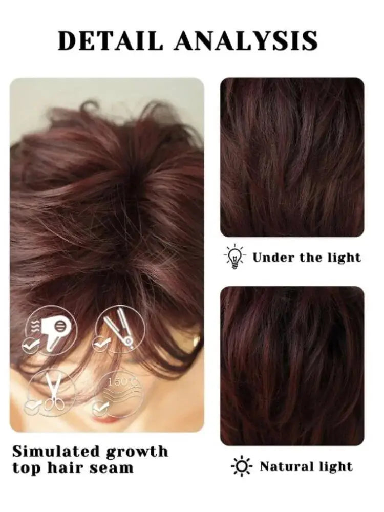 Short Elf Cut Wig With Bangs For Women Synthetic Daily Wear