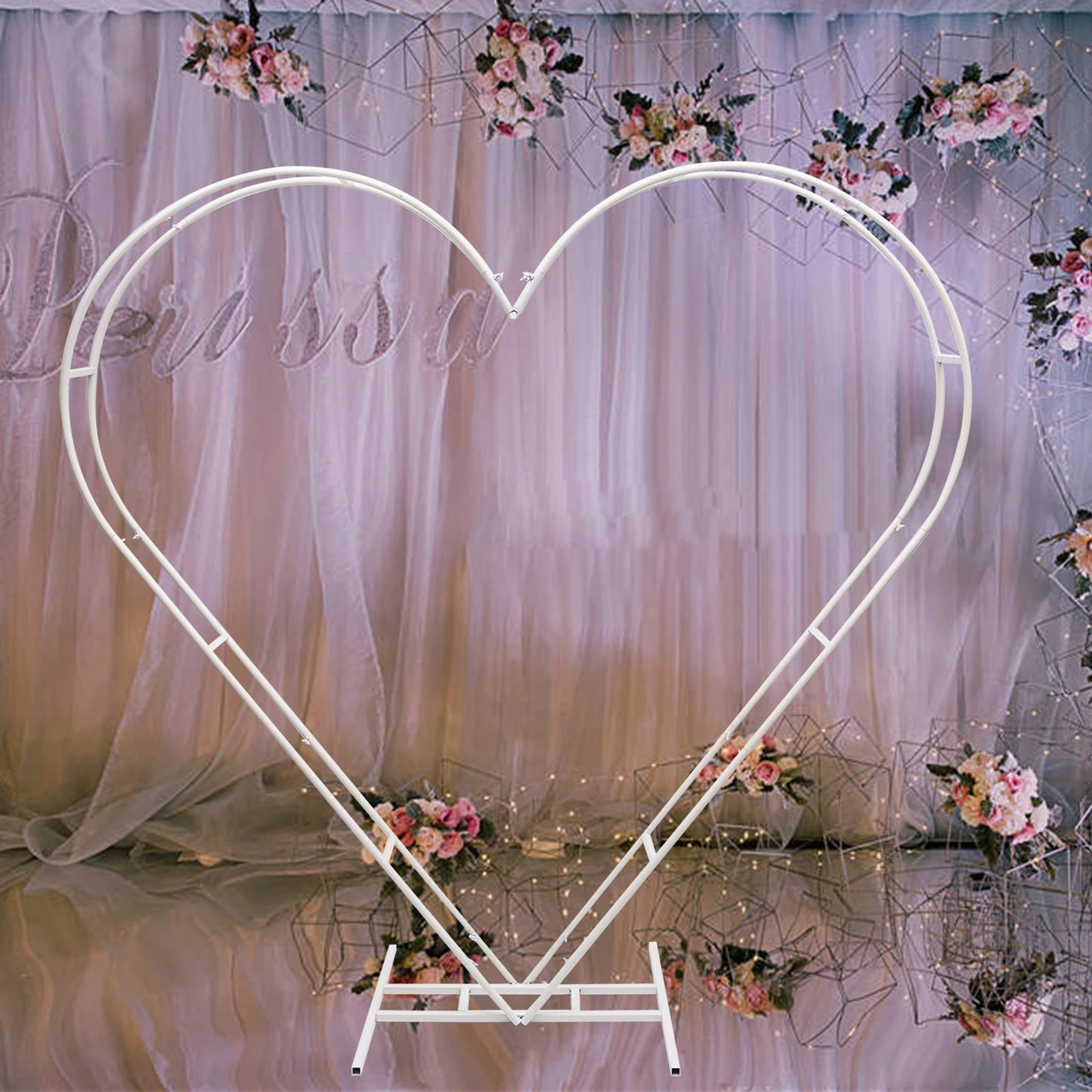 Wedding Heart Shape Metal Arch Backdrop Decoration For Events