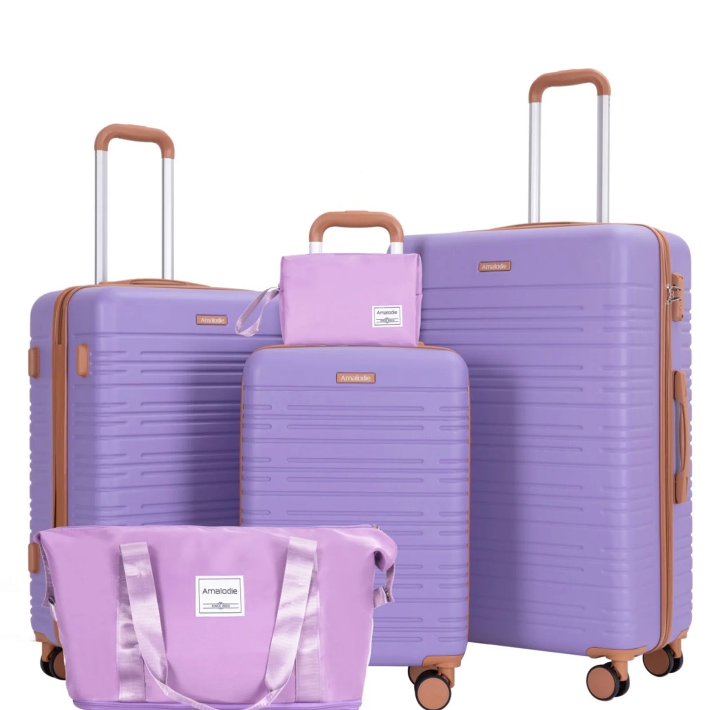 Amalodiecn 3-Piece ABS Luggage Set With Spinner Wheels And TSA Lock