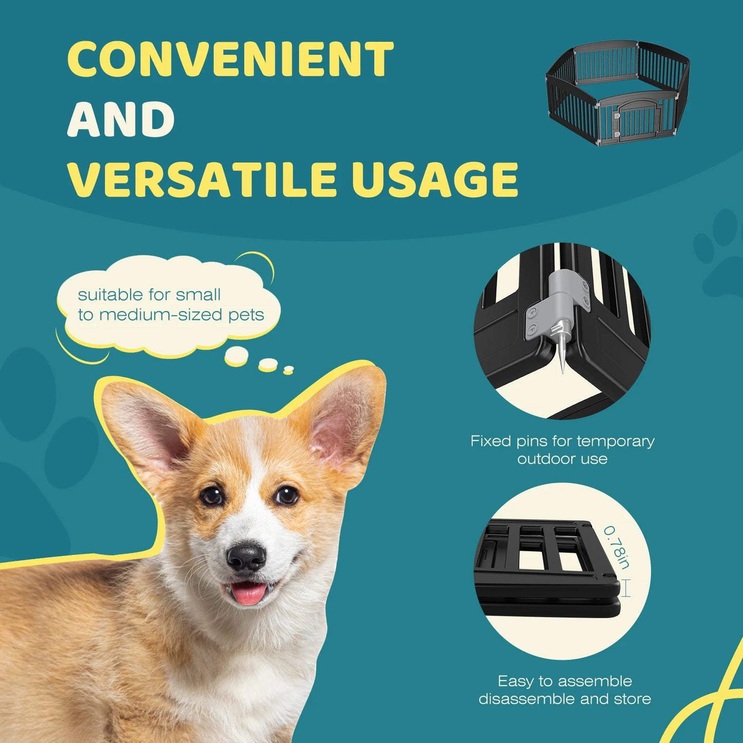 JHK Plastic Dog Playpen Expandable Portable Indoor Outdoor Fence