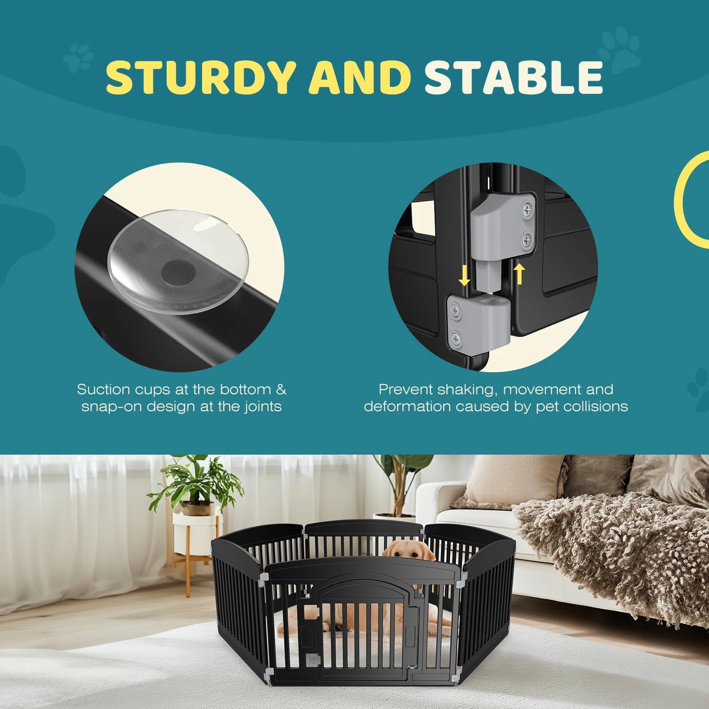 JHK Plastic Dog Playpen Expandable Portable Indoor Outdoor Fence
