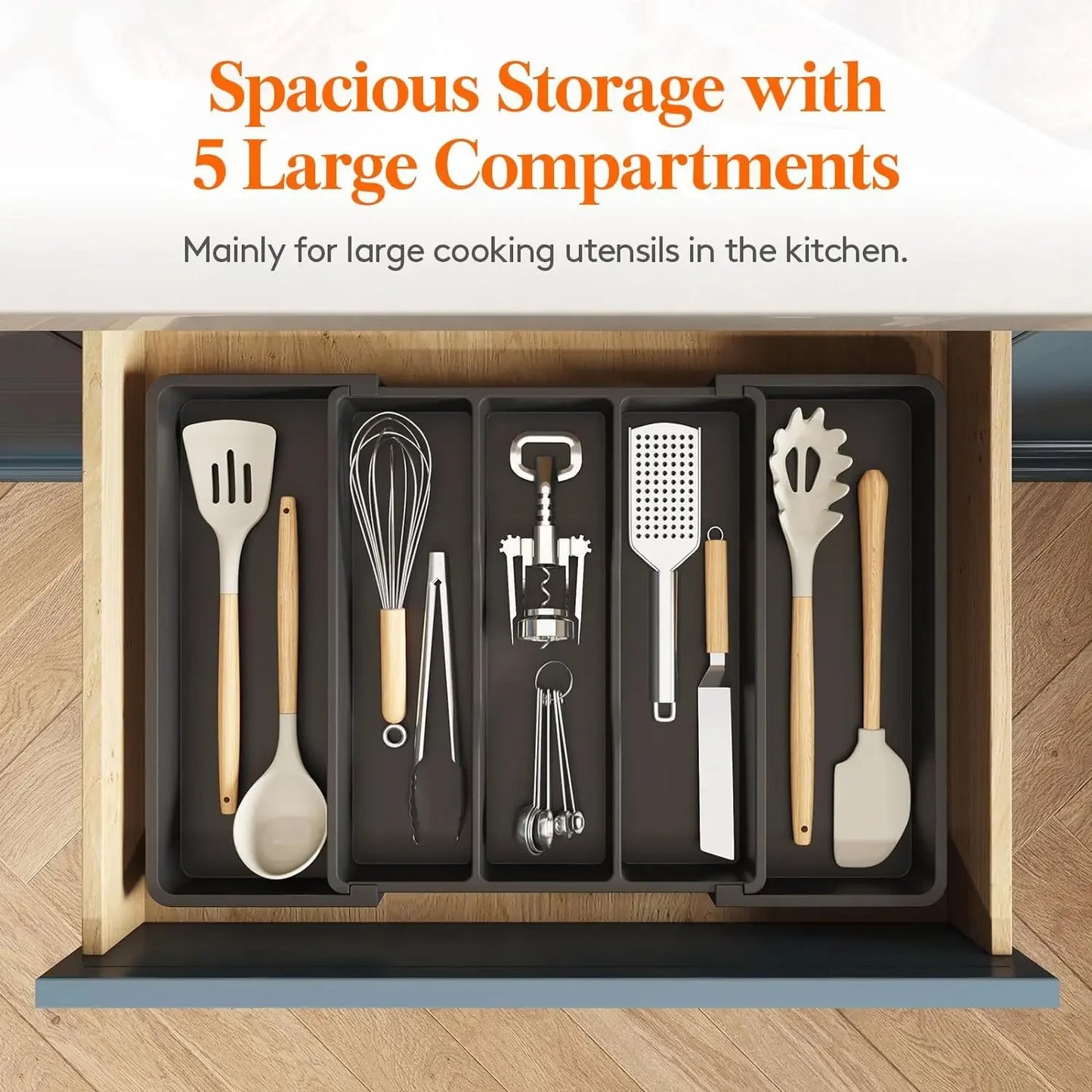 VIE LENTE CN Kitchen Silverware Drawer Organizer Expandable Utensil Tray