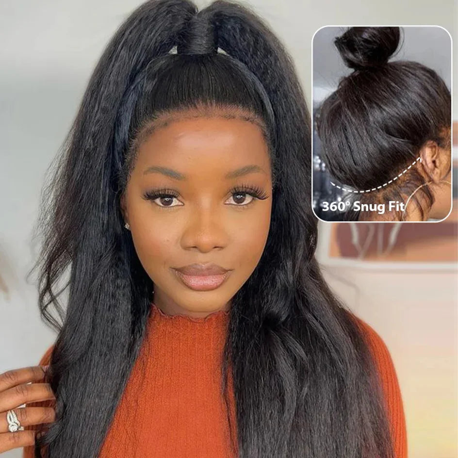Heyju 360 HD Full Lace Glueless Wig Yaki Straight Lace Front Human Hair