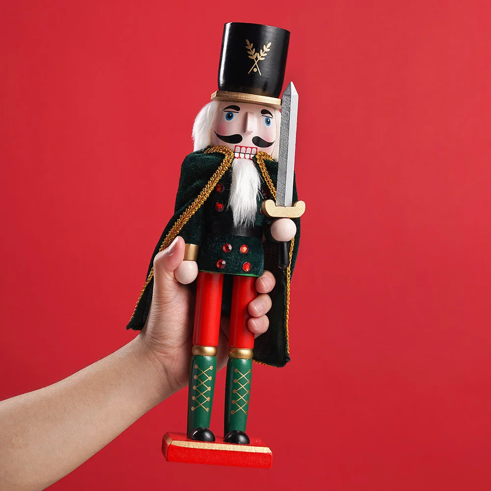 Majestic King Nutcracker Soldier With Cloak Festive Wooden Statue