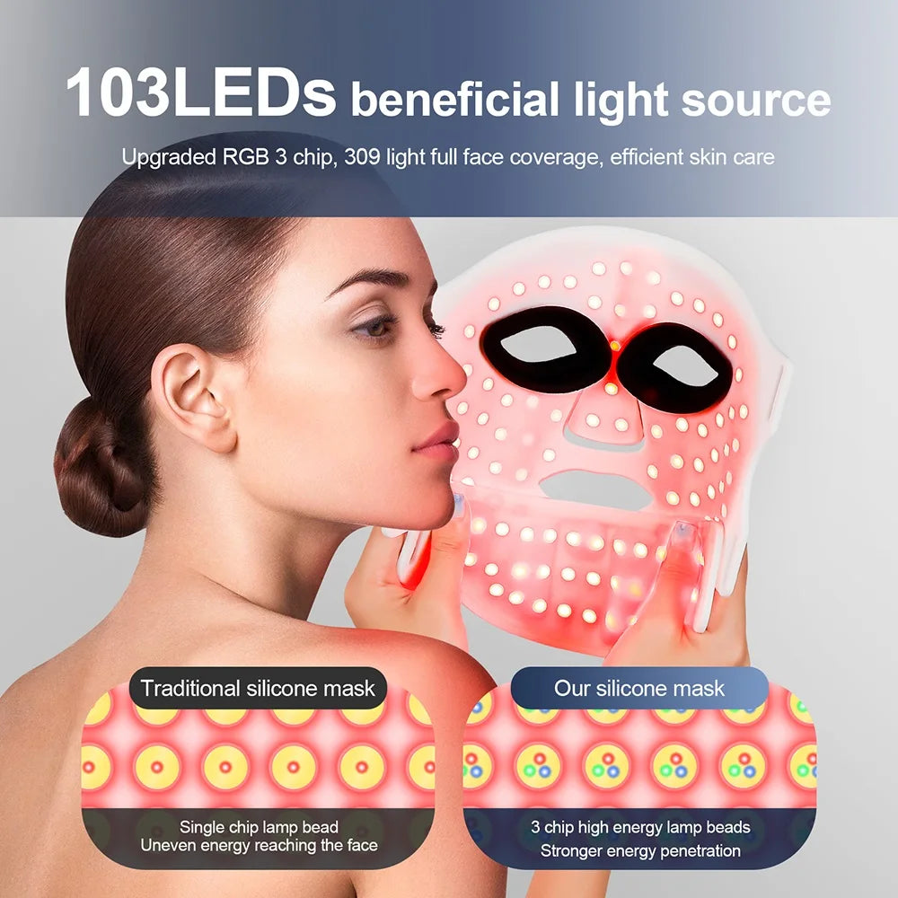 Foreverlily Silicone LED Facial Mask With Neck For Light Therapy
