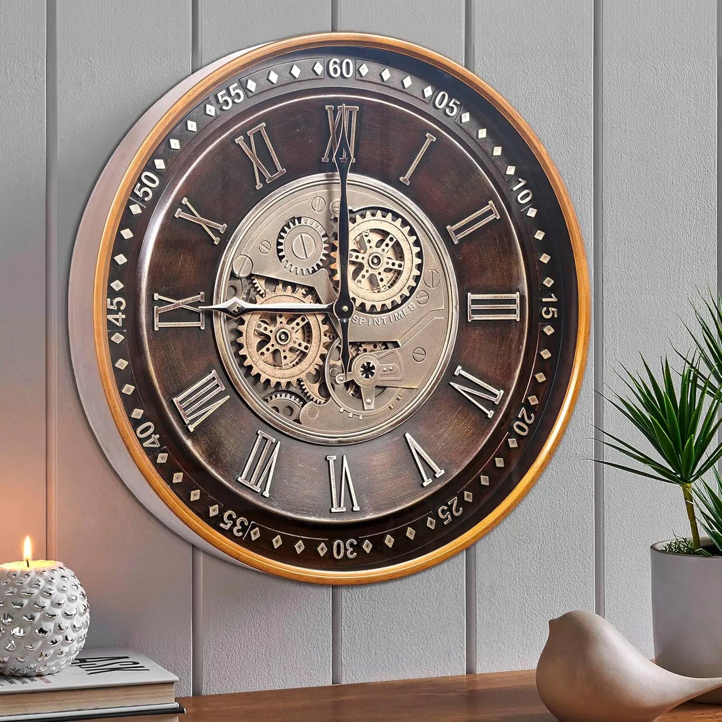 Moving Gear Wall Clock Industrial Steampunk Gear Decor