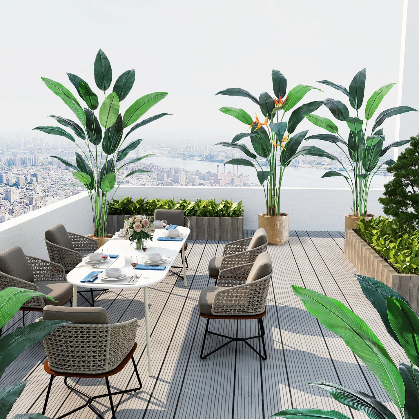 StudysetCN Artificial Bird of Paradise Plant Faux Outdoor Indoor Decor