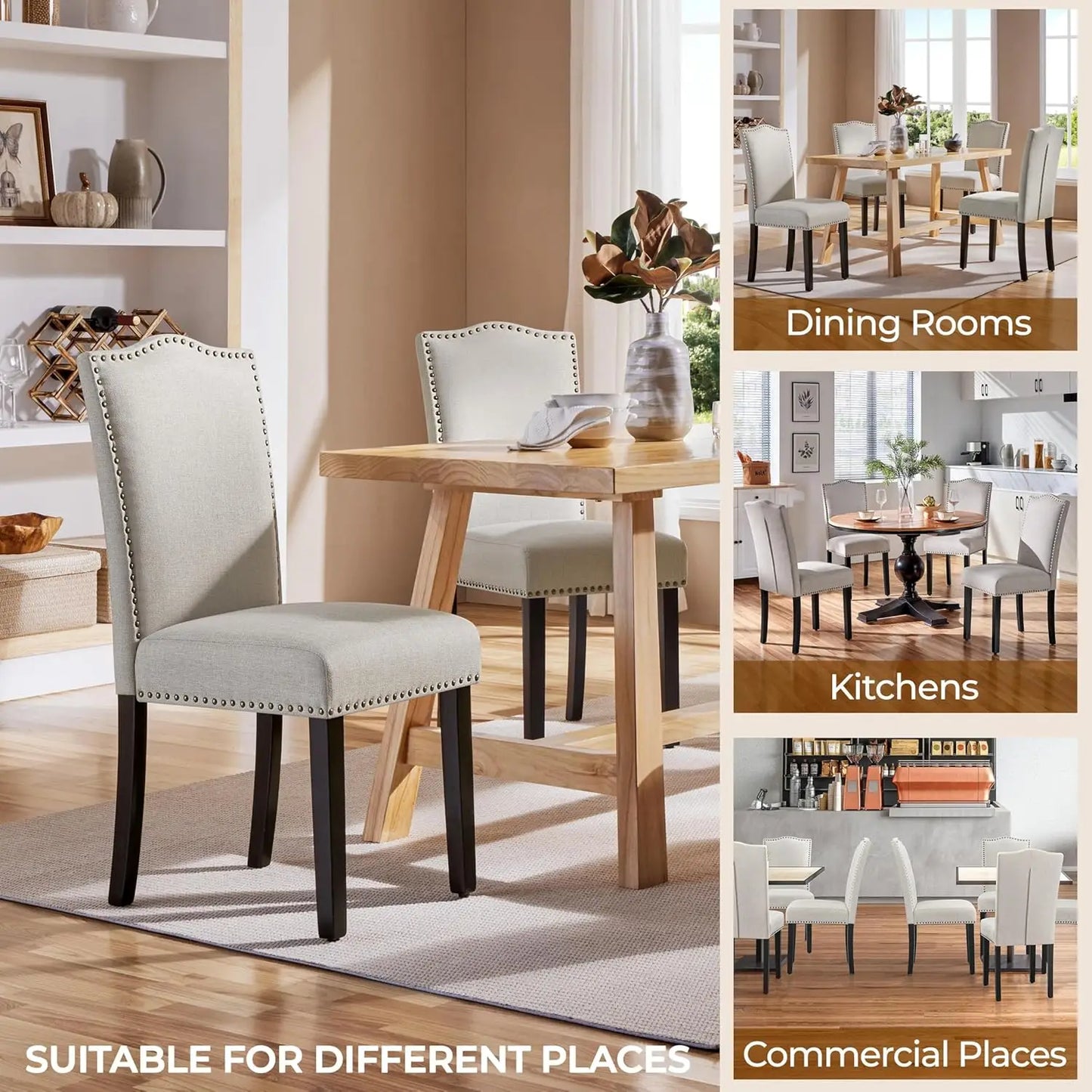 Set of 6 Dining Chairs Modern Kitchen Upholstered Seats
