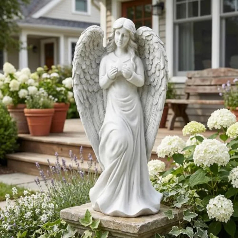 SHXI Standing Angel Garden Statue Outdoor Decor Stone