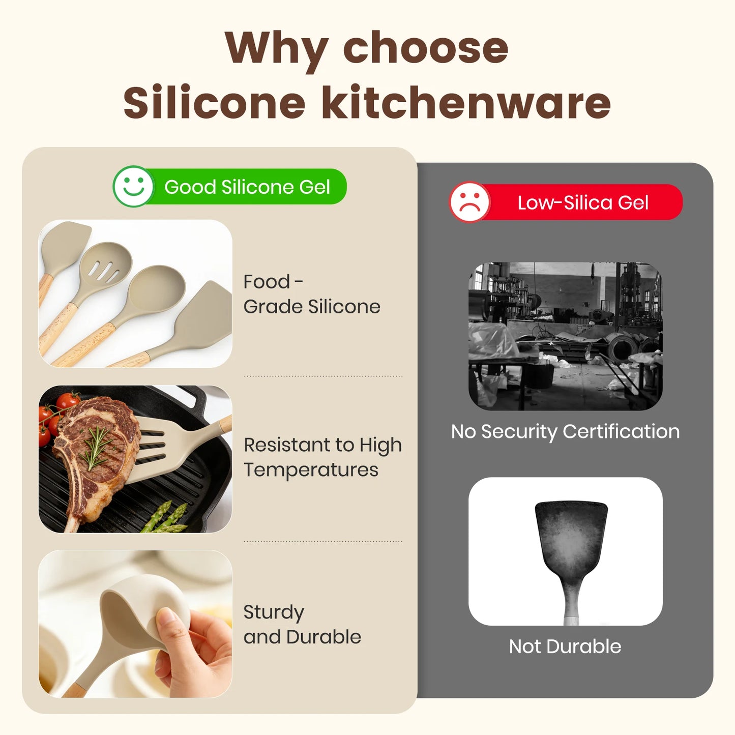 Silicone Wooden Handle 44 Piece Non Stick Kitchen Utensil Set