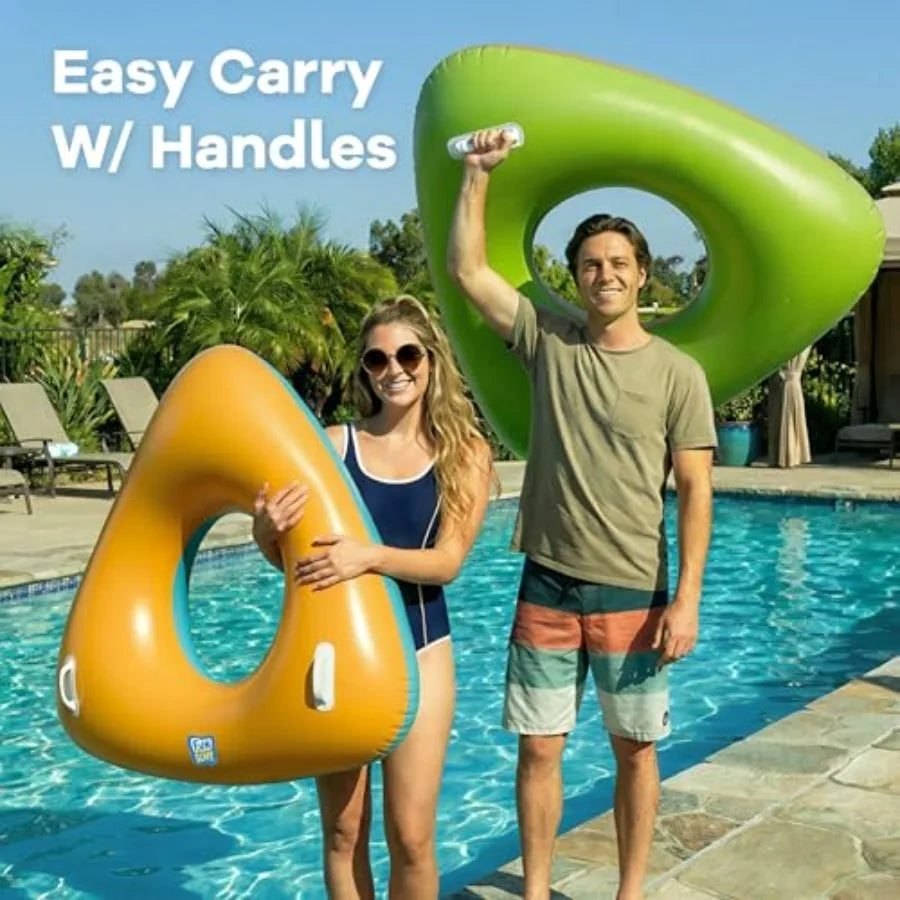 Triangle Inflatable Pool Float Tubes 44 Inch 2 Pack With Handles