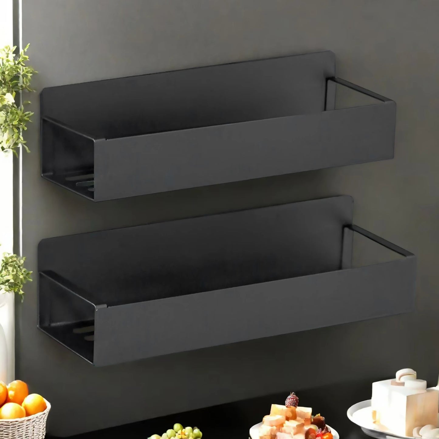 4 Pack Metal Magnetic Spice Storage Rack Kicthen Fridge Organizer Spice Jars Rack for Refrigerator Home Kitchen Bathroom Shelves