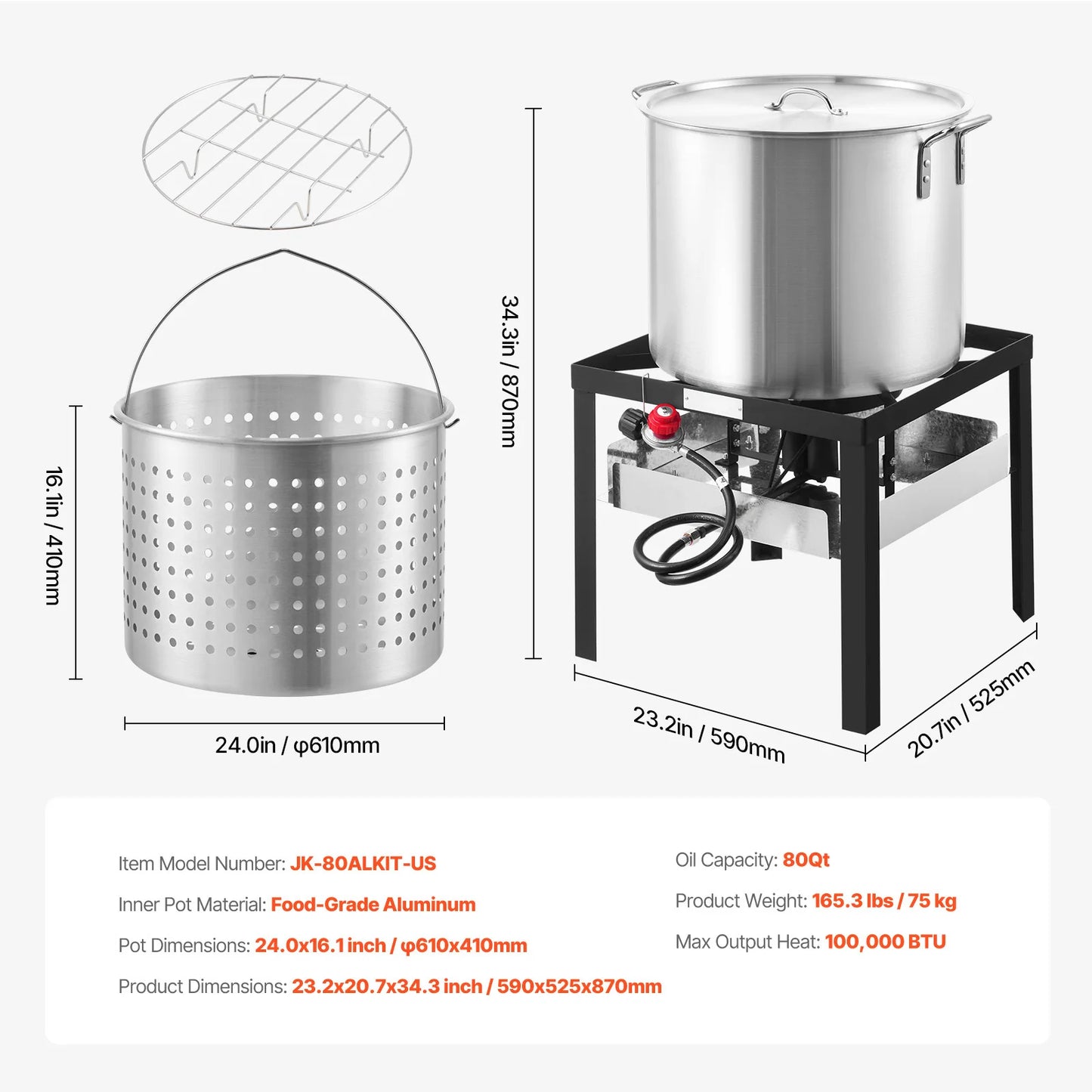 SucceBuy Seafood Boiling Kit With Strainer Steamer Stockpot Rack